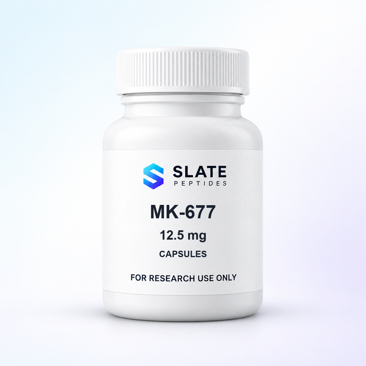 MK-677 12.5mg Slate Peptides research capsule bottle